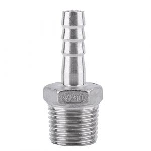 BORDTRACT Raccords de Tuyau cannelé en Acier Inoxydable SS304 Raccord Tuyau Filetage mâle Connecteur Queue Tuyau cannelé BSP 1/8"~3/4" pour raccorder Tuyau d'air, Un Tuyau Carburant, (1/2×10mm) (Starlight66, neuf)