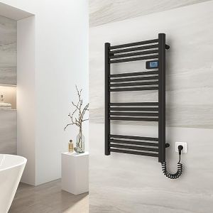 EMKE Seche Serviette Electrique 96x54cm,500W, Radiateur Salle de Bain avec Contrôleur d'affichage numérique, Droit Sèche-Serviettes électrique (Noir) (EMKE, neuf)