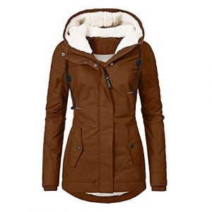 L9WEI Parka d'hiver mince pour femmes doubl&eacute; - Manteau d'hiver chaud - Veste d'hiver avec capuche - Parka &eacute;paisse - Veste d'ext&eacute;rieur pour femmes - Veste d'hiver l&eacute;g&egrave;re pour l'ext&eacute;rieur, marron, S (HFGFIVG, neuf)