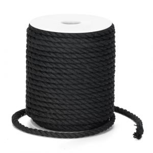 KINGLAKE 6mm Cordon en Coton Epais, 25M Corde Macrame Tressée, Corde Decorative pour Loisirs Créatifs, Suspension Murale, Suspension de Plantes, Tricot, Jardinage-Noir (JH Gardening, neuf)