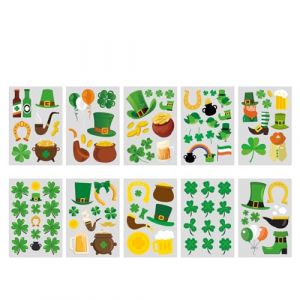 BaronHong Autocollant de tatouage temporaire pour la Saint Patrick - Cadeau irlandais vert - Trèfle porte-bonheur à quatre feuilles (WY-Lot de 10, M) (BaronHong, neuf)