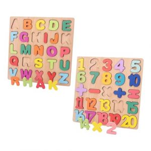 2pcs Puzzle Alphabet Bois HSYWSH Puzzles en Bois Enfant Alphabet en Boi/s et num&eacute;ro Puzzle Alphab/et Color&eacute; Alphab/et de 3+ Ans Enfant Jouets Jeux &Eacute;ducatifs d'apprentissage Pr&eacute;coce (Multicolore A) (penglianshop, neuf)