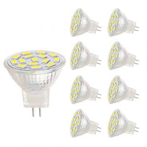 Lampes LED MR11, douille GU4.0, 3.5 W, correspondant à des lampes halogènes 25-35 W, 12 V AC/DC, 350LM, projecteur 120 °, éclairage sur rail, blanc (6000K, 8 pièces) (VINBE, neuf)