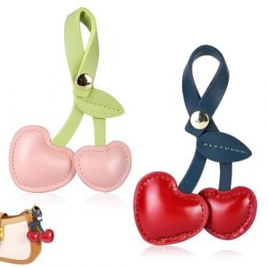 AUEFUDQ Lot de 2 Porte Clef Mignon Breloques de Sac en Forme de Cerise,Porte-Clés en PU,Breloques de Sac à Main,Porte-Clés de Sac pour Sac à Main,Accessoires de Sac pour Femme (Rouge,Rose) (puerrunlanshuoshangmaoyouxiangongsi, neuf)