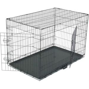LEADZM Cage Chien Pliable, Chenil pour Chien avec Cloison, bac en Plastique et 2 Portes, XXXL (121 x 74 x 81 cm), Cage de Transport Chien, Lapin, Chiot et Animaux Domestique, en Metal, Noir (VICTOPV, neuf)