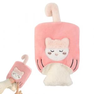 LdawyDE Bouillotte Regles Douloureuses, 1L Bouillotte Eau Chaude Peluche, Bouillottes Chat pour les Enfants et les Adultes, &Eacute;tanche et S&ucirc;r, R&eacute;duit la Douleur Corporelle, Offert en Cadeau (Rose) (Ldawy, neuf)