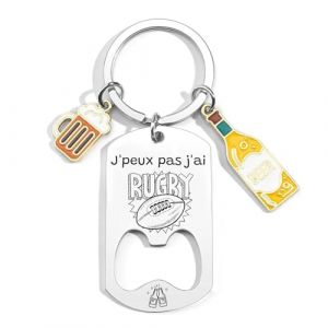 KJKJKJ Porte-cl&eacute;s Personnalis&eacute;,Coach Porteclef D&eacute;capsuleur Cadeau Original pour Fan de Sport,Personnalis&eacute; pour Basket Chasseur Football Golfeur Motard P&ecirc;cheur Cycliste Rugby Saxophone Cadeau (8) (yiwushimafendianzishangwuyouxiangongsi, neuf)