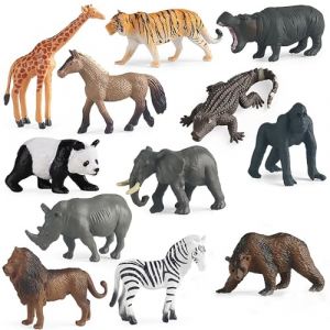 12 Pièces Figurine D’Animaux,Woodland Animal Figures,Mini Tudou Jouets d'animaux pour Enfants,Réaliste Animaux de la Jungle,Animaux en Plastique,Figurine d'animal éducatif,pour décoration (TULEBOLIAN, neuf)