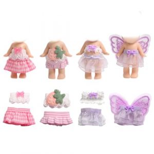 4 Ensembles 7,62cm Vêtements de Poupée pour Sonny Angel Poupées, Tenues de Collection pour Adultes avec Hauts et Jupes à Exposer et à Décorer (Violet, Rose) (funysion, neuf)