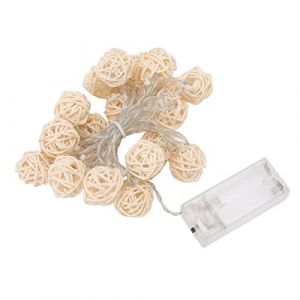 Tnfeeon Guirlande Lumineuse Boule de Rotin, Guirlande Lumineuse en Rotin &agrave; Piles 20 LED pour Mariage (Ovalat, neuf)