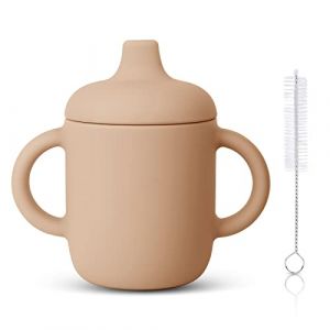 Vicloon Tasse D'apprentissage Bébé,150ml Gobelet Bébé Apprentissage 100% Silicone Sans BPA asse à Paille Bébé avec Couvercle et goupillon,Pour Entraînement à Boire (Vicloon®-FR, neuf)