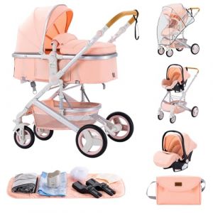 poussette 3 en 1，Combinaison pliable poussette 3 in 1，poussette bebe 0 a 3 ans Housse de pluie, sac Mommy, moustiquaire, accessoires de siège, adaptateur universel (ALYIKOU BRAND, neuf)