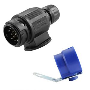 ETUKER Prise Remorque 13 Broches Fiche Attelage 13 Pin M&acirc;l avec Support de Prise remorque, connecteur de Prise de remorquage de remorque 12V 13 Broches, pour Voiture, Caravane, Porte-v&eacute;lo (ETUKER, neuf)