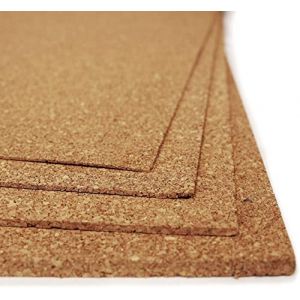 Feuilles de liège naturel étanche idéal pour revêtement mural sol et tableau d'affichage - isolant acoustique et thermique - absorbe des chocs - épaisseurs et longueurs au choix (5 mm, 100 x 200 cm) (Velvet Trading, neuf)