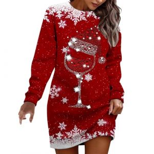 Robe Noel Femme Robe Pull De Noel Femme Robe Grande Taille Femme SoiréE Pull De Noel Robe Pull De NoëL Femme Jupe Taille Haute Femme Robe D Hiver pour Femme Costume Mere Noel Chic Mode (GUnakd, neuf)
