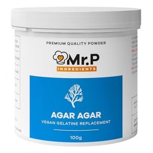 Mr.P Ingredients Agar Agar Poudre 100g Pot, Gelifiant Alimentaire Naturel et V&eacute;g&eacute;tal pour Gel&eacute;es, Desserte, Cuisine Mol&eacute;culaire et Mixologie, Sans Gluten, Sans OGM, G&eacute;latine Halal, Kasher (Mr.P Ingredients Eu, neuf)