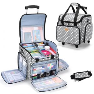 Luxja Sac &agrave; roulettes pour Professeur avec Plusieurs Poches et Coussin de Soutien Inf&eacute;rieur, Sac de Transport pour Enseignant avec Chariot D&eacute;tachable (Brevet de Conception), Pois Gris (SILIDE EU, neuf)