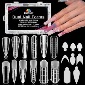 EBANKU 288PCS Poppit Ongle Kit, Réutilisable Capsules Popits Ongle Nail d'extension Kit Faux Ongles Capsules Couverture Complète Nail Tips avec 96 PCS French Autocollants Pour Ongles(12 Modèles) (EU-Prominer, neuf)