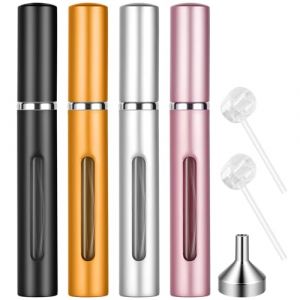 AUYAO Vaporisateur Parfum Vide, 4PCS 5 ML Vaporisateur Vide Rechargeable, Flacon Parfum Vide Portable, Mini Flacon Voyage Vide Femmes et Hommes pour Sac &agrave; Main, Poche (Yadark, neuf)
