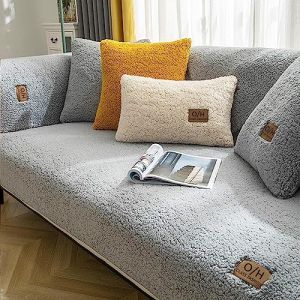 LINGKY Housse de Canapé d’Angle 4/3/2/1 Places Couvre Canape avec Accoudoirs Matelassée avec Méridien Gauche/Droite - Protection Canapé Anti-Taches en Forme de L (Grey,110x240cm/Rectangulaire) (LINGKY, neuf)