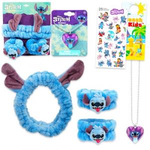 Ensemble de d&eacute;guisement Stitch pour filles &ndash; Ensemble avec bandeau en peluche avec oreilles, bracelets en peluche, collier, autocollants, plus | Jeu de simulation Stitch pour enfants, gar&ccedil;ons (Bixem, neuf)