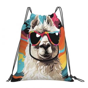 TOXOCMDKLE Sac &agrave; dos avec cordon de serrage - Motif &agrave; carreaux arabes indiens - Sac &agrave; dos pliable - Sac de sport pour le shopping, le yoga, Lunettes de soleil en alpaga, taille unique (xiaruoyushangwu, neuf)