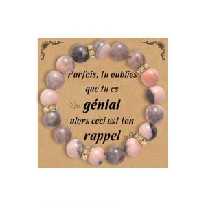 CheersLife Bracelet Femme Bracelet Pierre Naturelle avec Bague en or avec Zircon Idee Cadeau Anniversaire Noel Bracelets Perle Original Cadeau pour Maman Fille Soeur Amie Ado Couple-Rose (BCGMY, neuf)