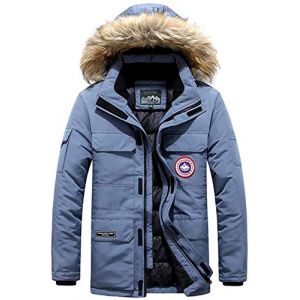 Youning Manteau Hiver Homme Parka Chaud Fourrure Casual Outdoor Blouson Fourrure &agrave; Capuche Manteau Hiver Chaud &Eacute;pais Parka Multi-Poche Doudoune Veste Amovible Capuche (ZDD123, neuf)