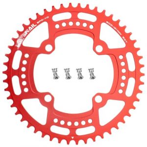 CYSKY Plateau de v&eacute;lo 104 BCD 40 42 44 46 48 50 52 Dents Narrow Wide Mono Plateau VTT avec boulons de pignon pour v&eacute;lo de Route, VTT, Gravel, BMX, Ebike (Rouge, 50 Dents) (CYSKY SHOP, neuf)