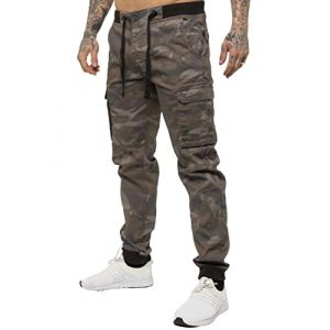 989Zé ENZO Pantalon Cargo en Jean Camouflage pour Hommes avec Poignets EZ409 Gris 36W / 32L (RAW DENIM, neuf)