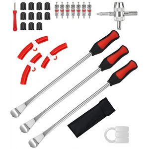 JOFLVA Démonte Pneu, 15in Outil Levier De Pneu, Demonte Pneu, Demonte Pneu Moto, 3 CuillèRes Outil Pneumatique Levier, avec 3 Jantes Protecteurs Roue Cuillères Changement Kit Accessoires. (LIUZZA NIELE S.R.L., neuf)