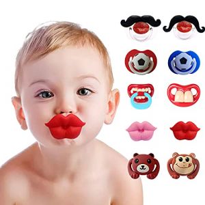 CDIYTOOL Funny Lips Lot de 10 tétines décoratives en silicone souple pour nourrissons, Noël, Halloween, fête, animal, football, gentleman moustache (cooponmile, neuf)