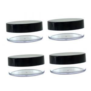 DECOMELODY &Eacute;tui &agrave; Poudre Vide Transparent 4 Pi&egrave;ces 50g Compact Plastique Portable Pour Maquillage Trousse De Voyage Avec Couvercles Noirs Support De Houppette (FINNG, neuf)