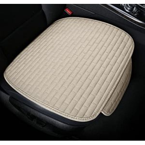 SMIUPIN Housse de siège de Voiture Universelle en Tissu de Lin，Coussin de siège de Voiture antidérapant pour Voiture, Camion, fourgonnette (Beige, Coussin de siège Avant) (Bzhsm, neuf)