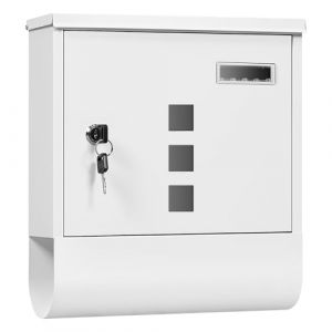 WOLTU Boîte aux Lettres, Boîte Postale avec Compartiment à Journaux, Fenêtres Transparentes, Porte-Nom, Boîte aux Lettres Murale Verrouillable, avec 2 Clés, Moderne, Blanc, 30,5x9x33,5 cm (WOLTU GmbH, neuf)