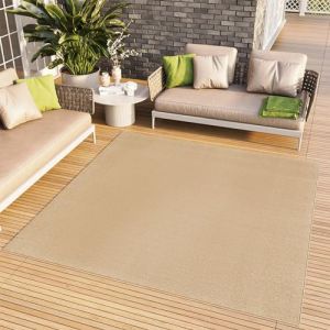 TAPISO Mono Carré Tapis Poil Court Intérieur Design Moderne Beige Motif Uni Tapis Salon Chambre Adulte Salle à Manger Cuisine Résistant Extérieur Oeko-TEX 120 x 120 cm (TAPISO-FR, neuf)