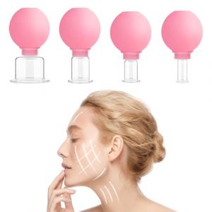 SexxLady Set de 4 ventouses en verre avec balle aspirante en silicone, Ventouses de massage sous vide pour le visage,Set de ventouses réutilisables pour tout le corps (YUFENGLI, neuf)
