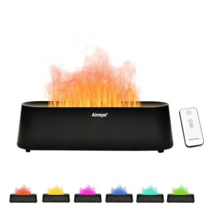 Diffuseur Huiles Essentielles250 ML, Diffuseur D'ar&ocirc;mes avec Effet Flamme, Lumi&egrave;re avec 7 Changements de Couleur, Diffuseur pour Huiles Essentielles, Humidificateur (Noir) (Airmpa, neuf)