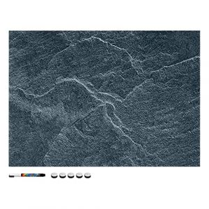Navaris Tableau magnétique - Panneau mémo 70 x 50 cm avec aimants - Tableau Mural Design Pierre Noire avec marqueur (SX-Commerce, neuf)