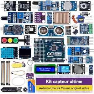 SUNFOUNDER Kit de capteurs avec Arduino Uno R4 Minima, Smart IoT et projets de capteur de base avec tutoriels en ligne, convient aux débutants à partir de 8 ans (Arduino Uno R4 Minima original inclus) (MakerMaker, neuf)