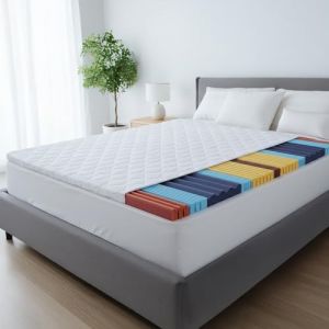 Hypoallerg&eacute;nique Surmatelas 180x190cm - Protege Matelas 5 Zones de Massage Ergo+ - Surmatelas Lavable - Mattress Topper - Confort Ergonomique pour Une Bonne Nuit de Sommeil sans Mal de Dos (Wool-Stam, neuf)