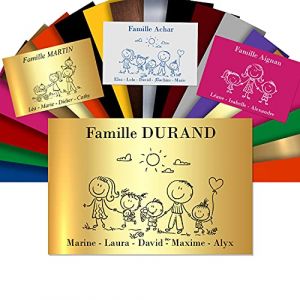 Plaque De Maison Famille Personnalisée Pour Boite Aux Lettres - Plaque Family PVC À Personnaliser - 12x8cm - 24 Motifs Disponibles (Or Brillant) (GRAVURE ET COMPAGNIE, neuf)