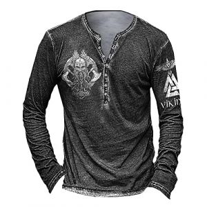 Deguisement Halloween Homme Chemise Homme Manches Longues Col Mao Tee Shirt Homme Vintage Assassin Creed Viking Gothique Steampunk Pirate Medieval Pas Cher Sweat Hauts Militaire Veste Blanche XXL (uxxnjfg, neuf)