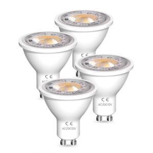 DoRight AC/DC 12V Ampoules LED GU10 7W, MR16 Ampoule Spot LED 3000K Blanc Chaud 7W 650LM Equivalent Ampoule Halog&egrave;ne 65W Non-Dimmable Lot de 4 (sjwndka, neuf)
