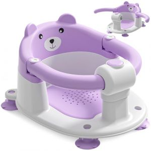 Siège de Bain pour Bébé à Partir de 6 Mois, Siège de Bain Antidérapant pour Bébé avec 4 Ventouses et Coussin, Chaise de Bain Portable et Sûre pour la Douche ou le Bain, Violet (Itslifeuk, neuf)