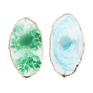 HONMEET Palette De M&eacute;lange De Couleurs D&rsquo;ongles Anneau 2 Pi&egrave;ces Bleu Et Vert Pour Nail Art Portable Professionnel Diy Femmes (ATriss, neuf)