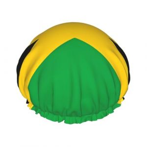 Bonnet de douche double couche drapeau de la Jama&iuml;que pour femme, imperm&eacute;able et durable, prot&egrave;ge les cheveux pendant le bain, beaut&eacute; (Lijun Hu Shop, neuf)