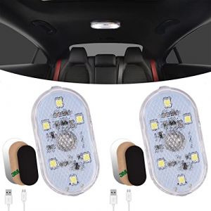 URAQT Éclairage Intérieur de Voiture, 2PC 6 LED Lumière Blanche Interrupteur Tactile Lampe Voiture Intérieur, 150mA LED Voiture Interieur Sans Fil avec Port USB pour Camion Van Camping-Car Bateau (HAPPYSALLER, neuf)