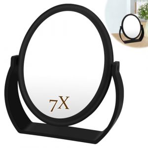 Sprifityy Miroir Cosm&eacute;tique Haute D&eacute;finition,Miroir de Maquillage &agrave; Double Face,Rotation &agrave; 360&deg;,pour Maquillage, Coiffure et Rasage,Rotation &agrave; 360&deg;,X1/7 Miroir Grossissant,Noir Mat (Tapvai Store, neuf)