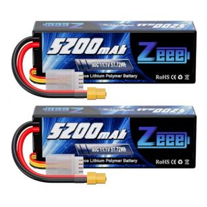 Zeee 3S Lipo Batterie 5200mAh 11.1V 80C RC Batterie Coque Rigide avec Prise XT60 pour RC Voiture Camion Réservoir Bateau RC Avion Avion Quadcopter Hélicoptère (2 pcs) (ZEEE POWER, neuf)